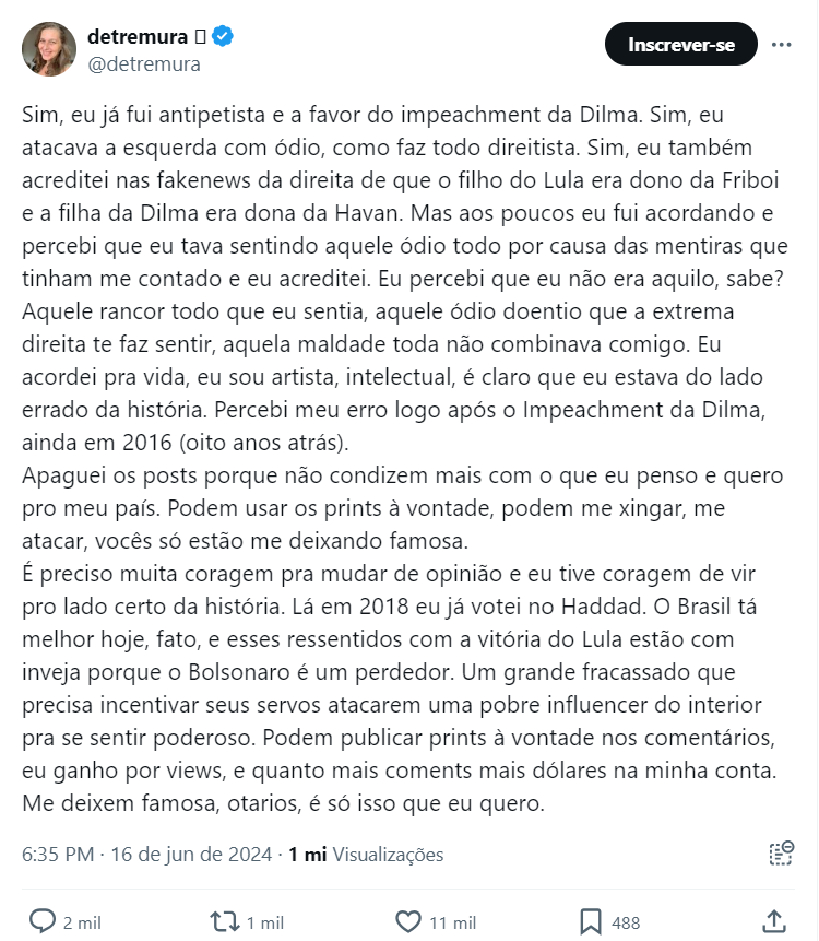 1718667319 881 Lula apoia influencer que revelou grupo de fake news da