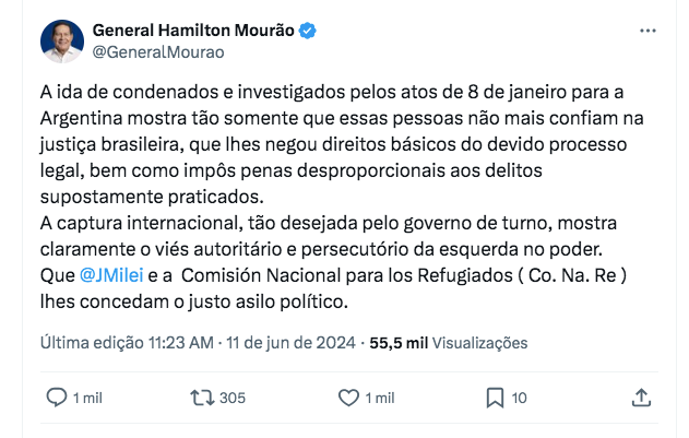 Hamilton Mourao pede que Milei de asilo a foragidos do.png