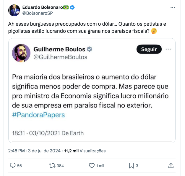 Eduardo Bolsonaro recupera post de Boulos sobre o dolar em.png