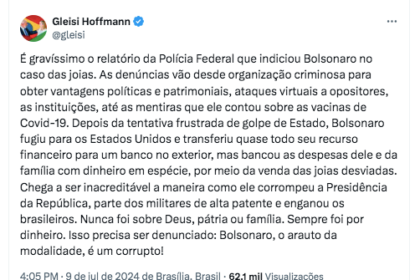 O novo ataque de Gleisi Hoffmann contra Bolsonaro provoca reacao.png