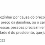 Postagem do presidente Lula de 29 de março de 2022 no X, antigo Twitter, sobre a alta dos combustíveis