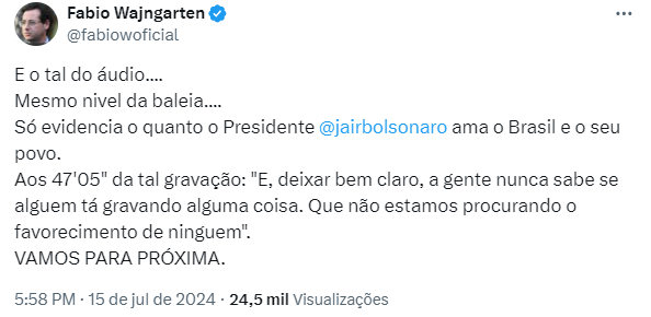 Wajngarten Audio de Bolsonaro e do mesmo nivel da baleia.png