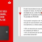 Email comunicando o reajuste de anuidade de cartões de crédito Santander