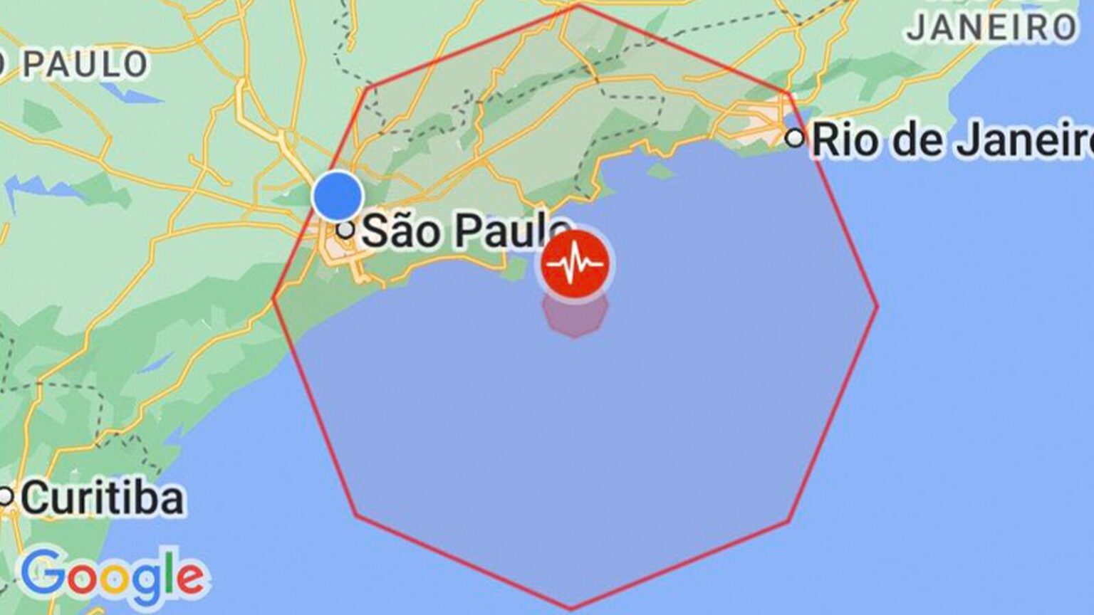 alerta-de-terremoto-e-emitido-para-moradores-de-sp-e-rj-defesa-civil-descarta-ocorrencia-google-maps-sinalizava-epicentro-e-raio-de-possiveis-regioes-a-serem-afetadas-pelo-terremoto-imagem-google-reproducao-tvt-news