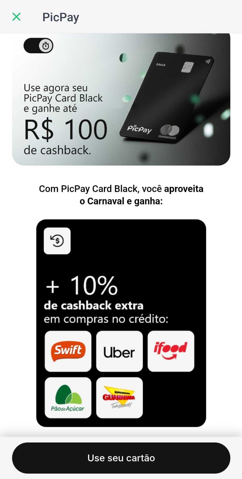 PicPay Card oferece 10 de cashback em compras de mercado.jpeg