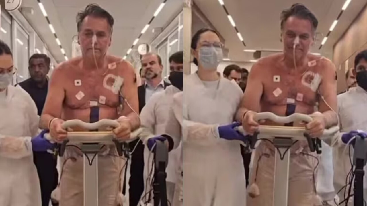 Bolsonaro aparece caminhando pela primeira vez no hospital apos cirurgia.jpg