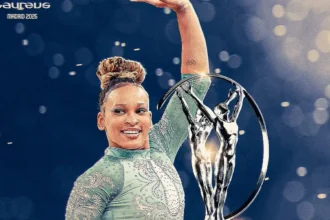 Rebeca-Andrade-é-a-maior-medalhista-do-país. Foto: © Reprodução-X / Laureus-tvt-news