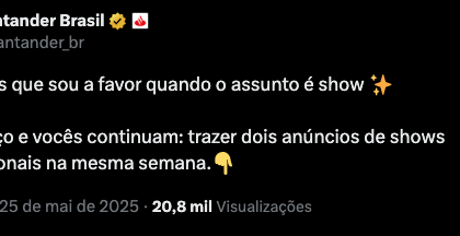 campanha #ChamaProBrasil do Santander com emojis e expectativa de shows internacionais