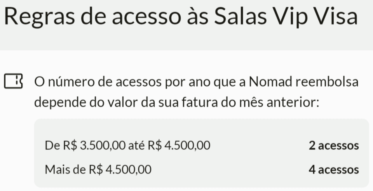 Cartão Nomad Explorer divulga exigência de gastos para acessos grátis a salas VIP 1 Cartao Nomad Explorer divulga exigencia de gastos para acessos gratis.png