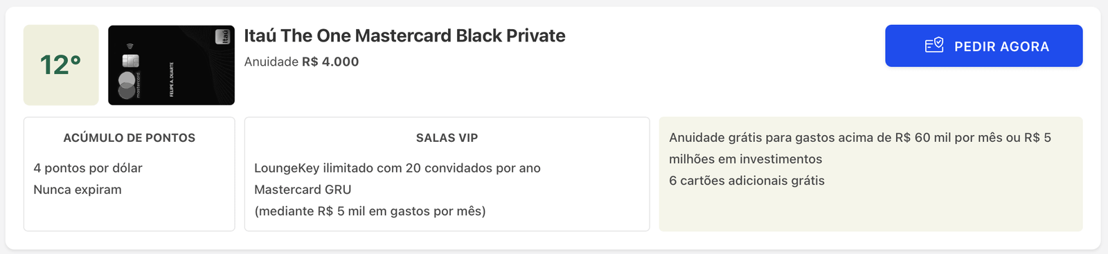 Agora é definitivo! Itaú The One Private oferece 4 pontos por dólar gasto 2 Agora e definitivo Itau The One Private oferece 4 pontos