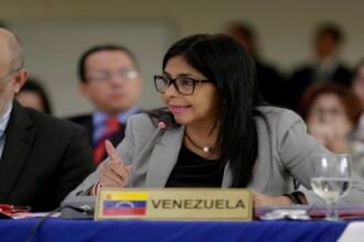 Vestido escolhido pela presidente da Venezuela para cerimônia oficial divide opiniões e causa polêmica na web: Vestido escolhido pela presidente da Venezuela para cerimonia oficial divide.jpg