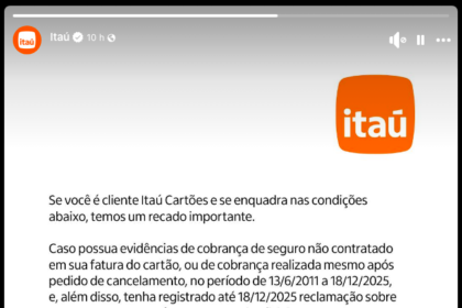Itaú vai devolver dinheiro de seguro “não contratado” no cartão de crédito; veja quem tem direito 2 1771802103 Itau vai devolver dinheiro de seguro nao contratado no cartao.png