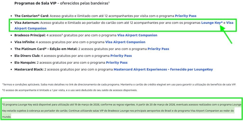 Má notícia! Cartão Bradesco Aeternum vai perder acessos grátis a salas VIP pelo LoungeKey 2 Ma noticia Cartao Bradesco Aeternum vai perder acessos gratis a